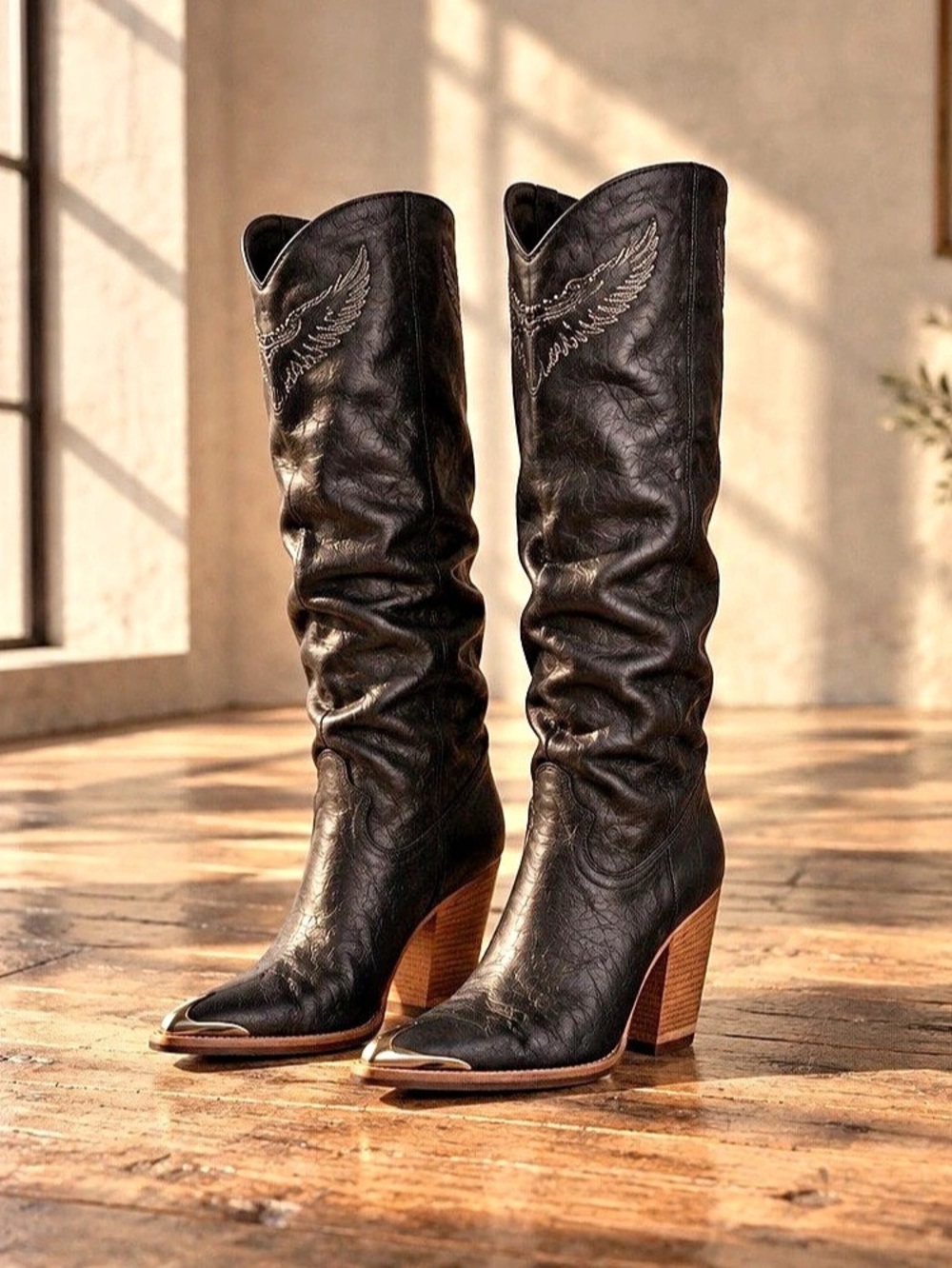 Dingo Thunder Road Black Embroidered Heeled Boots - Picture 2 of 3